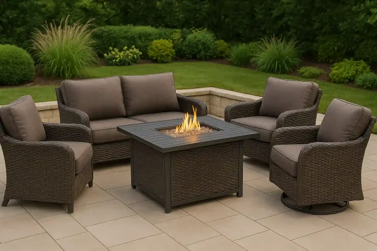 Berkley Jensen Hayes 4 Pc Wicker Deep Seating Set with Fire Table